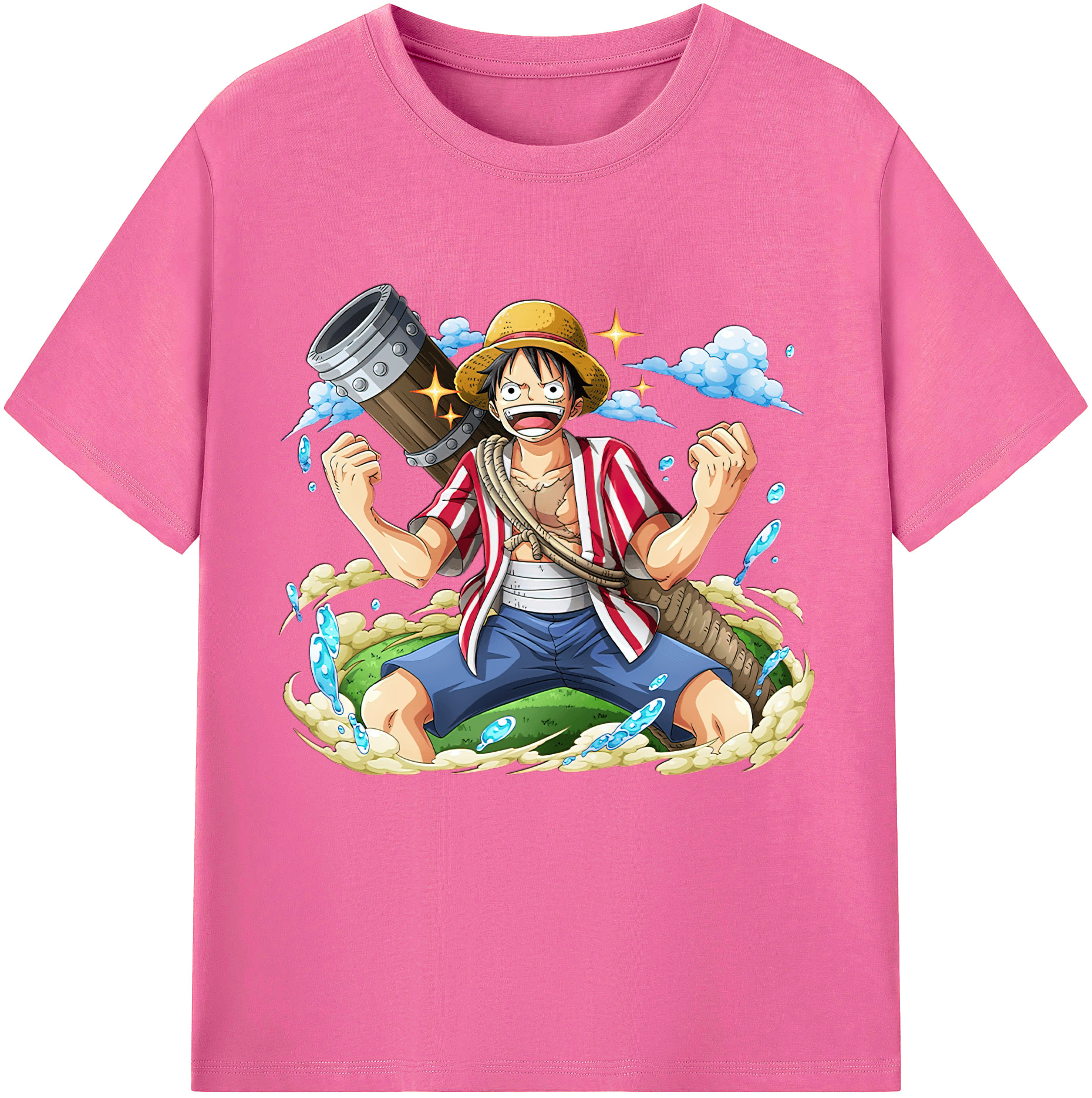 ワンピース モンキー・D・ルフィ ONE PIECE Monkey D. Luffy レディースカジュアルプリントTシャツ（綿100％）